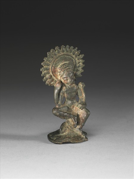 巴基斯坦 斯瓦特 六世紀 青銅蓮花手菩薩半跏像