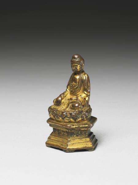 中國 明代 洪武二十九年 (1396) 銅鎏金佛坐像