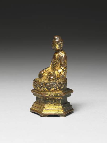 中國 明代 洪武二十九年 (1396) 銅鎏金佛坐像