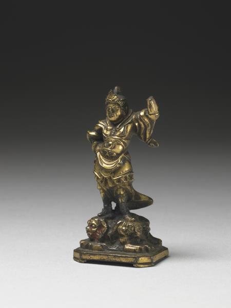 日本 鎌倉時代 十三~十六世紀 銅鎏金天王像
