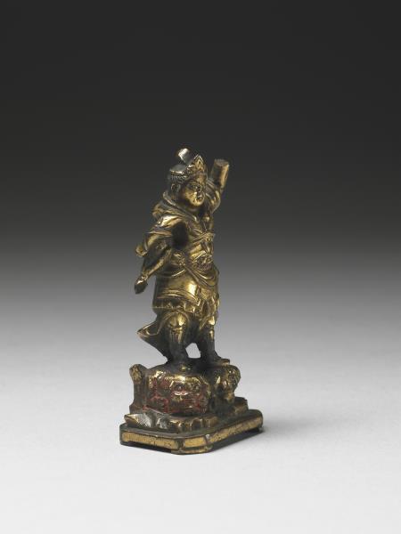 日本 鎌倉時代 十三~十六世紀 銅鎏金天王像