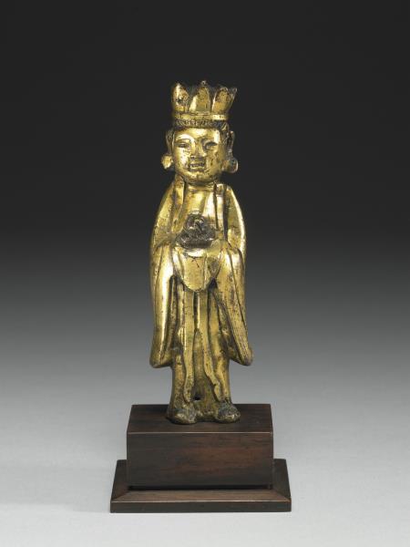 日本 室町時代 十四世紀或更晚 銅鎏金女神立像