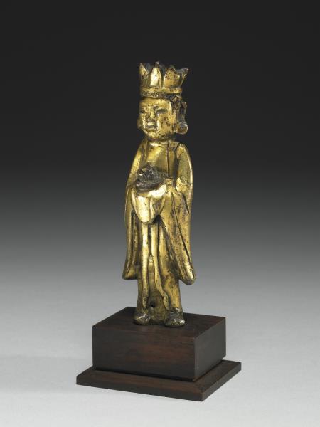 日本 室町時代 十四世紀或更晚 銅鎏金女神立像