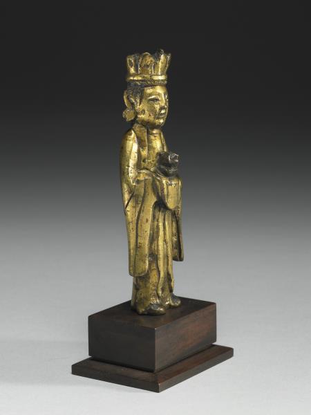 日本 室町時代 十四世紀或更晚 銅鎏金女神立像