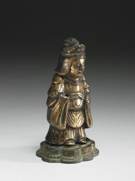 日本 江戶時代 十七世紀或更晚 銅鎏金女神立像