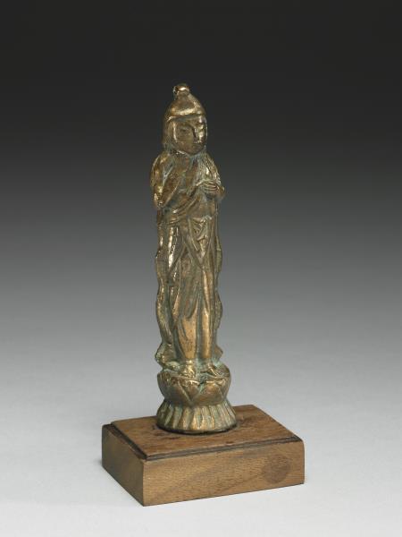 日本 江戶時代 十七世紀或更晚 銅鎏金菩薩立像