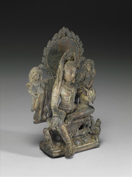 青銅鎏金嵌銀菩薩半跏像