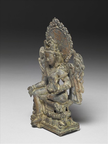 青銅鎏金嵌銀菩薩半跏像