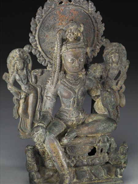 青銅鎏金嵌銀菩薩半跏像