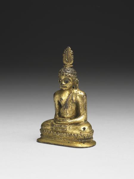 斯里蘭卡 分裂王國時期晚期或堪地王朝早期 十六~十七世紀 銅鎏金釋迦佛坐像