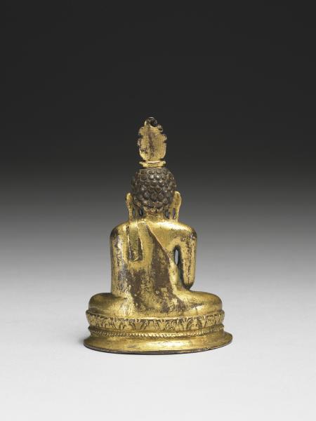 斯里蘭卡 分裂王國時期晚期或堪地王朝早期 十六~十七世紀 銅鎏金釋迦佛坐像