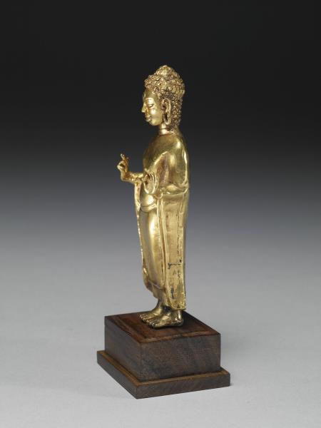 泰國 墮羅鉢底 八世紀風格 模押金片釋迦佛立像