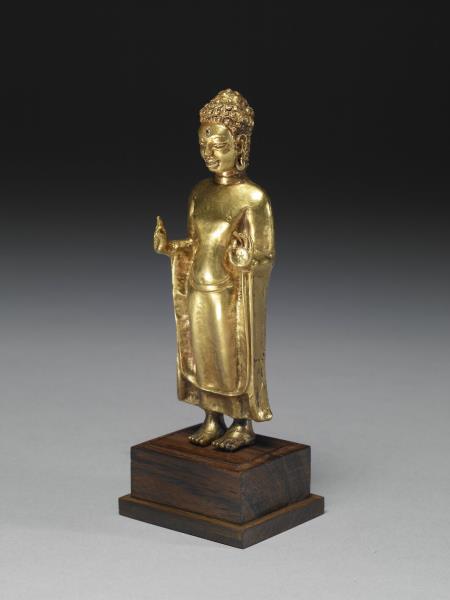 泰國 墮羅鉢底 八世紀風格 模押金片釋迦佛立像