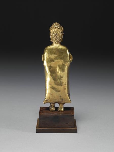 泰國 墮羅鉢底 八世紀風格 模押金片釋迦佛立像