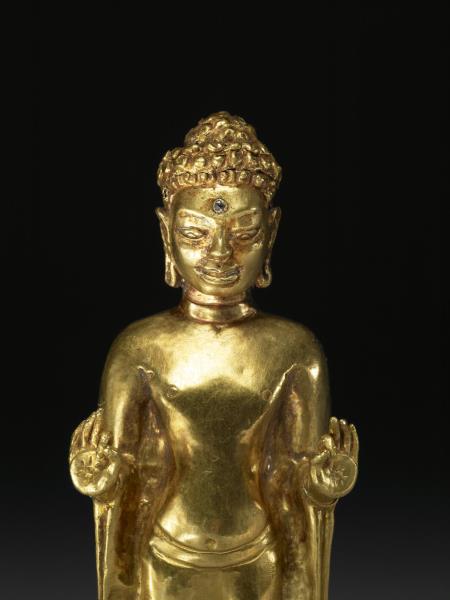 泰國 墮羅鉢底 八世紀風格 模押金片釋迦佛立像