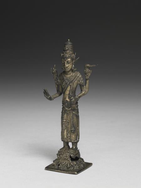 爪哇 室利佛逝 十二世紀風格 銀鎏金濕婆神立像
