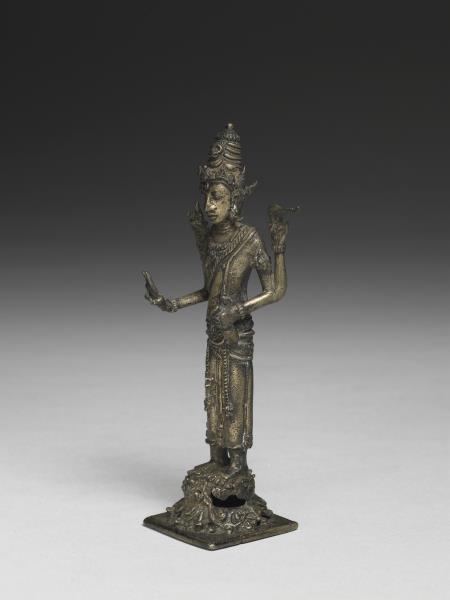爪哇 室利佛逝 十二世紀風格 銀鎏金濕婆神立像