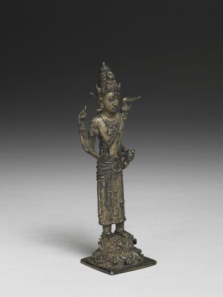爪哇 室利佛逝 十二世紀風格 銀鎏金濕婆神立像