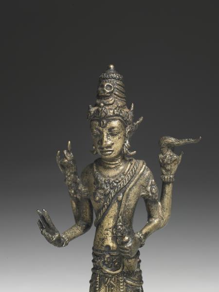 爪哇 室利佛逝 十二世紀風格 銀鎏金濕婆神立像
