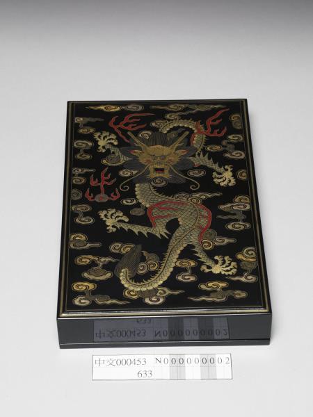 黑漆描金龍紋盒