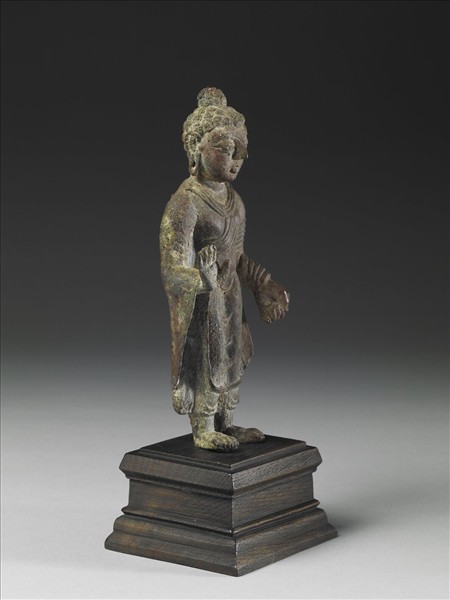 巴基斯坦 斯瓦特 八世紀  銅鎏金佛立像