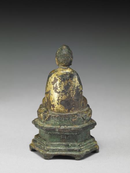 中國 明代 洪武二十九年 (1396) 銅鎏金佛坐像