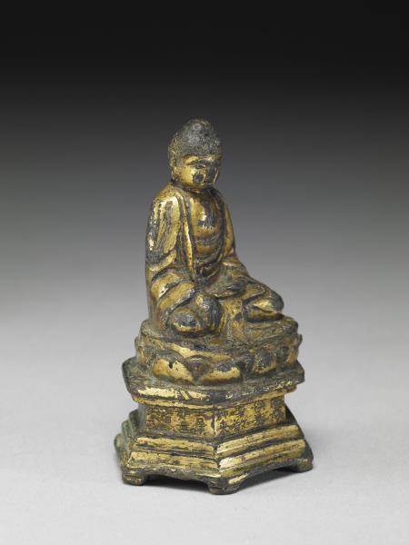 中國 明代 洪武二十九年 (1396) 銅鎏金佛坐像