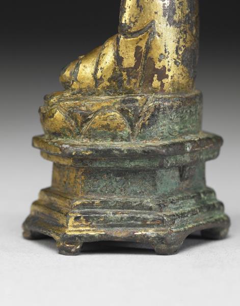 中國 明代 洪武二十九年 (1396) 銅鎏金佛坐像