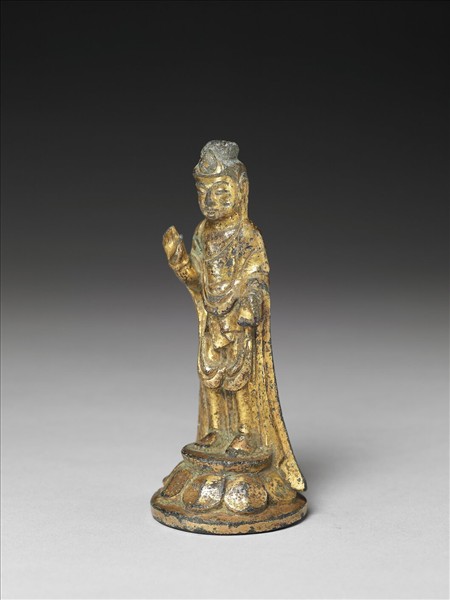 中國 北朝末隋初 六世紀初 銅鎏金菩薩立像