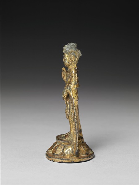 中國 北朝末隋初 六世紀初 銅鎏金菩薩立像