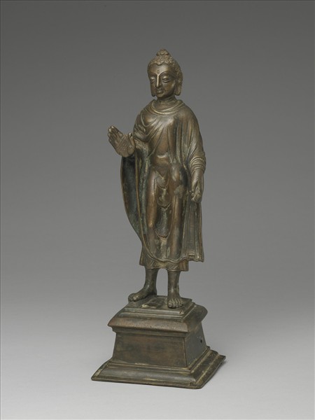 西北印度 喀什米爾  九~十世紀風格 銅鎏金佛立像