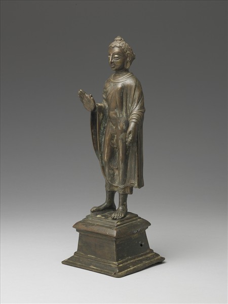 西北印度 喀什米爾  九~十世紀風格 銅鎏金佛立像