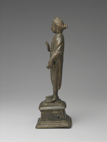 西北印度 喀什米爾  九~十世紀風格 銅鎏金佛立像