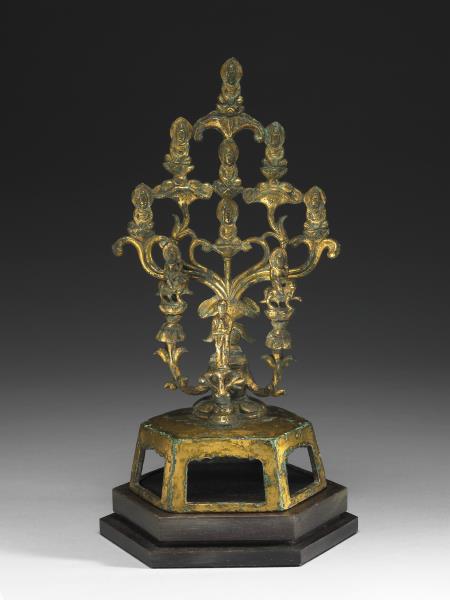 中國 唐代 八~九世紀或更晚 銅鎏金七佛造像組