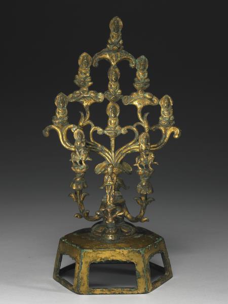 中國 唐代 八~九世紀或更晚 銅鎏金七佛造像組