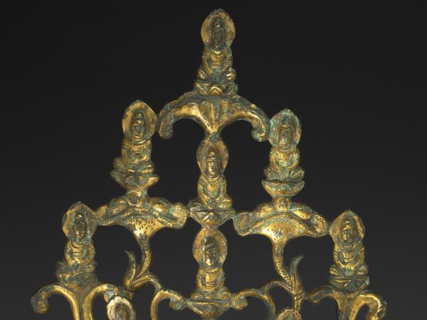 中國 唐代 八~九世紀或更晚 銅鎏金七佛造像組