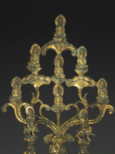 中國 唐代 八~九世紀或更晚 銅鎏金七佛造像組