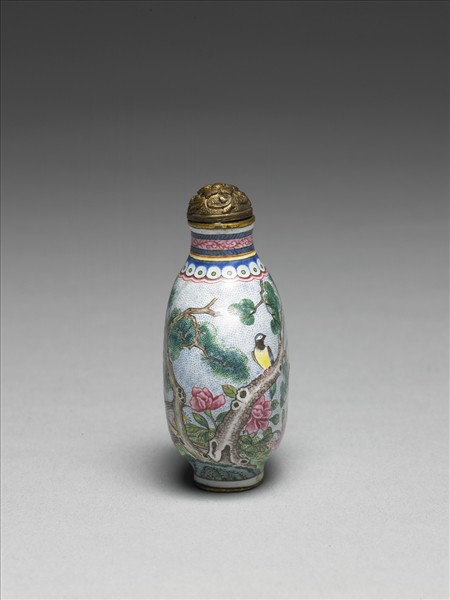 銅胎畫琺瑯花鳥鼻煙壺