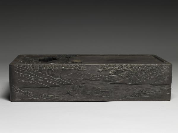 端石漁樵耕讀硯