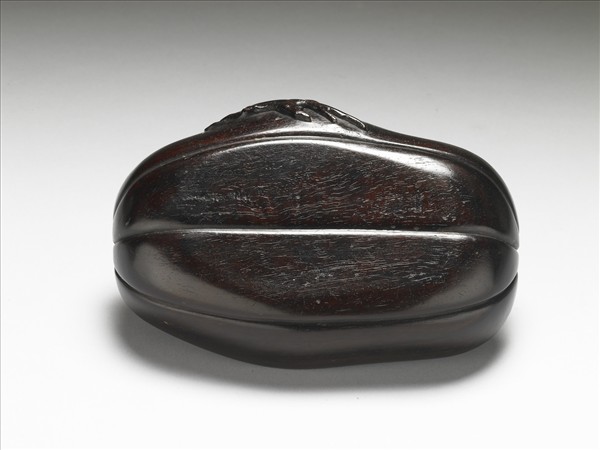 紫檀嵌玉瓜形盒