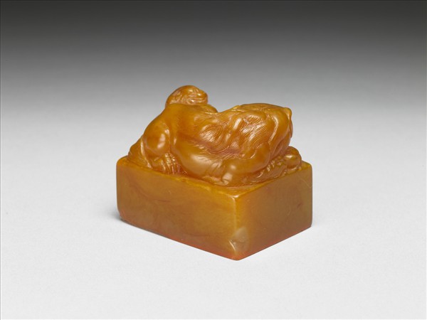 田黃石獅鈕長方印