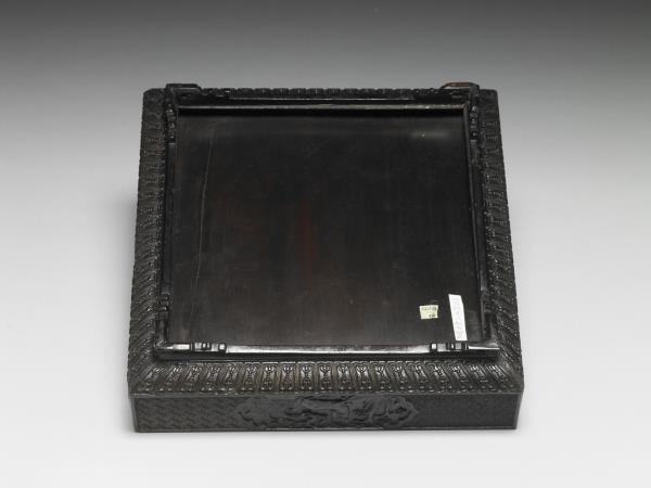 紫檀雕開光駿馬圖盤