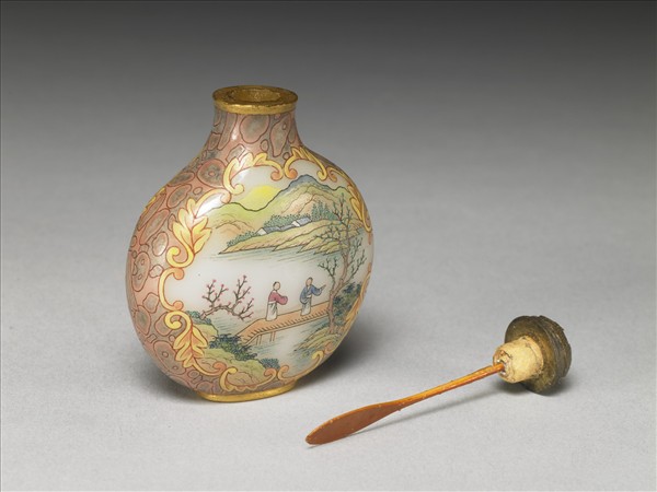 玻璃胎畫琺瑯山水人物鼻煙壺