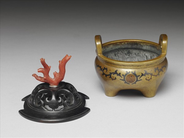 黃銅嵌花香爐