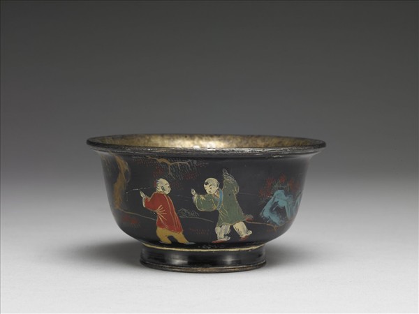 銀胎描漆蓮子碗