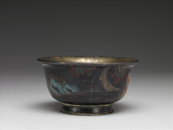 銀胎描漆蓮子碗