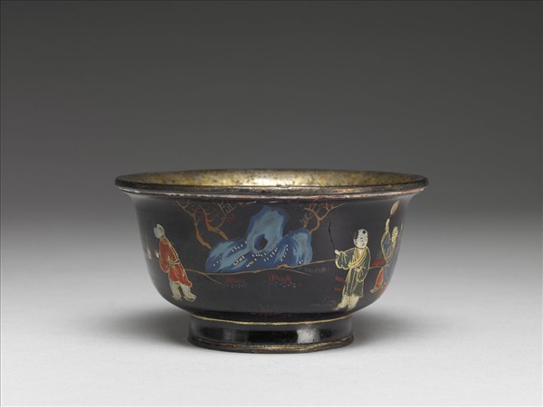 銀胎描漆蓮子碗