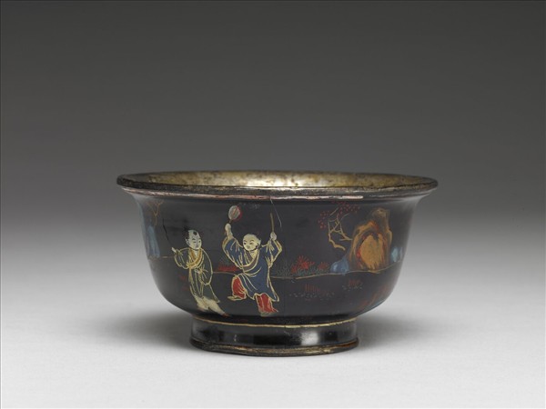 銀胎描漆蓮子碗