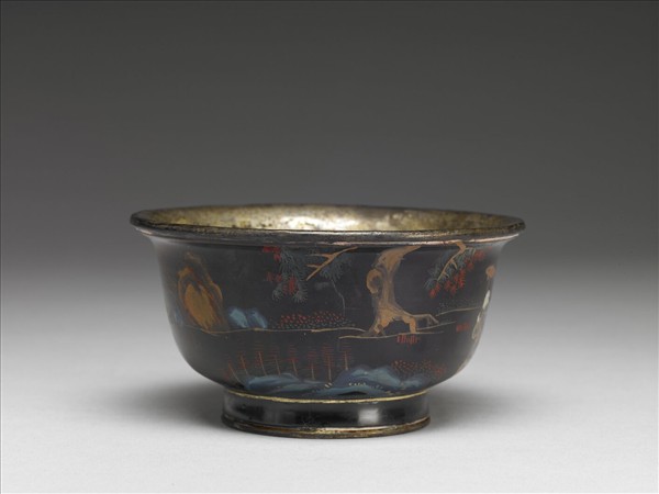 銀胎描漆蓮子碗