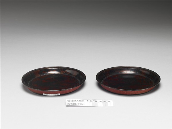 竹絲描漆人物盤 （一對）